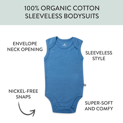 HonestBaby Multipack Sleeveless and Cami Bodysuits One-piece 100% Organic Cotton for Infant Baby Boys, Girls, Unisex T-Shirt Set for Babies and ToddlersBabies Girls, Tropic Shadow Chambray, 3-6 Meses