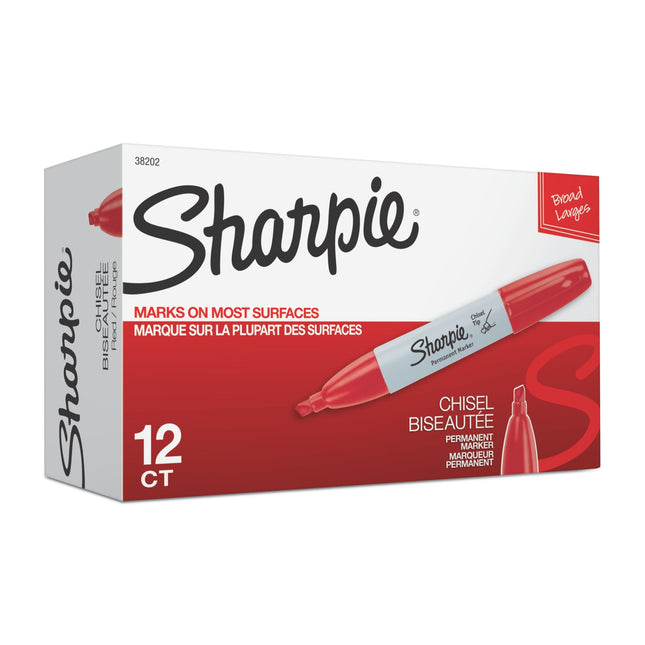 Pack 12 Sharpie Chisel Tip permanent marker pens -