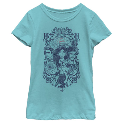 Disney Girl's Vintage Aladdin Collage T-Shirt, Tah