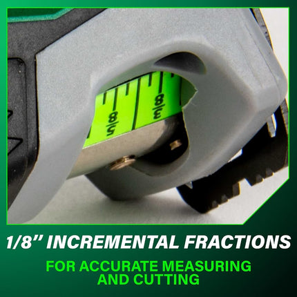 Metabo HPT Measuring Tape, 25' TruRange, Long Reach 17-ft, High Visibility Green Blade, 1/8" Incremental Fractions, Durable Extruded Nylon Coated Steel, Lightweight Design, 115925M