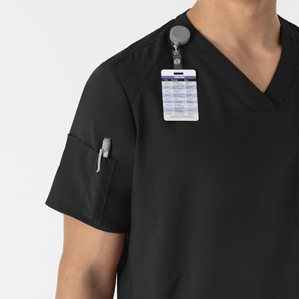 WonderWink Men's V-Neck Top, Black, 4-XLarge