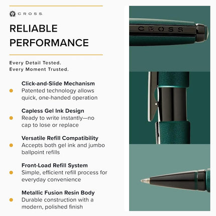 Cross Edge Matte Green Lacquer Gel Rollerball Pen