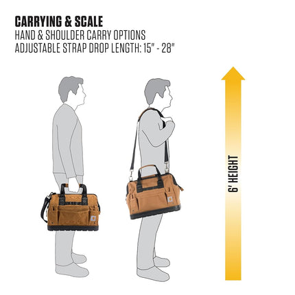 Carhartt Onsite Tool Bag, Durable Water-Resistant, Tool Storage Bag, Heavyweight w/Molded Base, 16-Inch, Carhartt Brown