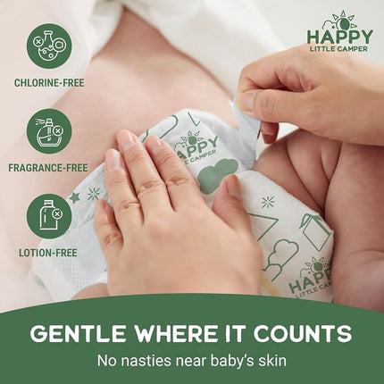 Happy Little Camper Super Saver Nappies, Size 5, 100 Count | Budget-Friendly Disposable Baby Nappies for Sensitive Skin | Hypoallergenic, Fragrance-Free, Ultra Absorbent