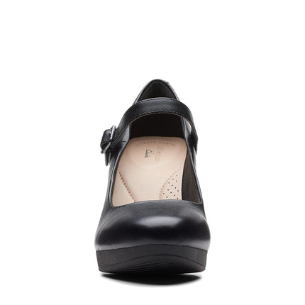 Clarks Women's Ambyr Joy Pump, Black Leather, 10 Wide