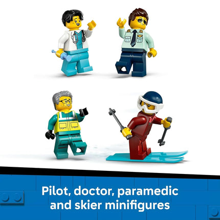 LEGO® City Emergency Air Ambulance Plane, Snow Scooter and Toy Airplane 60465 Building Set with Paramedic, Pilot, Doctor and Skier Minifigures, Fun Holiday or Birthday Toy Idea for Kids Aged 6 and up
