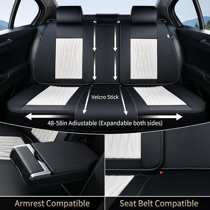 FLORICH Car Seat Covers Full Set, Leather Seat Covers for Cars 5 Seats, Waterproof Car Seat Protector,Automotive Seat Covers & Accessories Fit for SUV Sedan Truck-Black&White