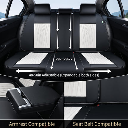 FLORICH Car Seat Covers Full Set, Leather Seat Covers for Cars 5 Seats, Waterproof Car Seat Protector,Automotive Seat Covers & Accessories Fit for SUV Sedan Truck-Black&White
