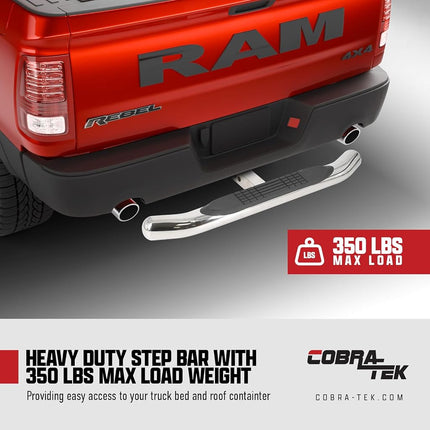 Heavy-Duty Trailer Hitch Step – Fits 2 Inch Receiver, Tow Hitch Step for Truck, SUV, or Jeep – Anti-Slip Rear Bumper Step for Easy Access to Cargo and Roof (Chrome Straight Without LED Light)