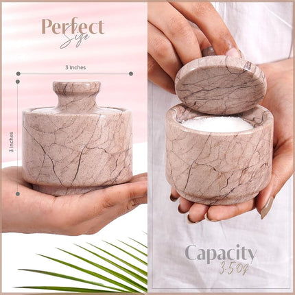 MARBLOUS KRAFTS Stylish Marble Sugar Dispenser 3/ X 3/ Salt Cellar, Single Salt Container with lid (Marinara) MK-SCS-01