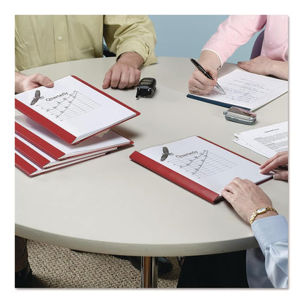 Smead Clear Front Report Cover, 3 1/2 Inches Double Tang Fasteners, Letter Size, Red, 25 Per Box (87461)