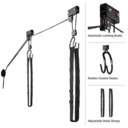 RAD Sportz Kayak Hoist Quality Garage Storage Canoe Lift with 125 lb Capacity Even Works as Ladder Lift Premium Quality,Black