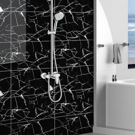 10pcs 23.6"x11.8" Marble Peel and Stick Waterproof Wall Panels - Heat-Resistant Backsplash Tile, PVC Wall Panels for Kitchen,Bathrooms,Living Rooms, Bedrooms, TV Walls,Black (19.4 Sq. Ft.)