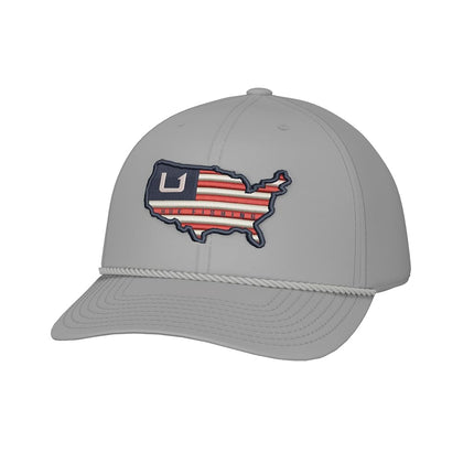 HUK Rope, Unstructured Adjustable Fishing Hat for Men, American Huk - Harbor Mist, One size