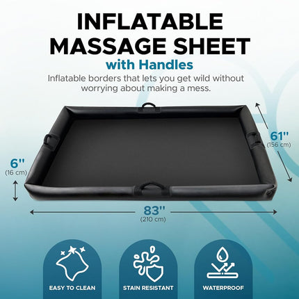 Inflatable Nuru Massage Sheet, Raised Sides, Self-Inflating USB-C Pump