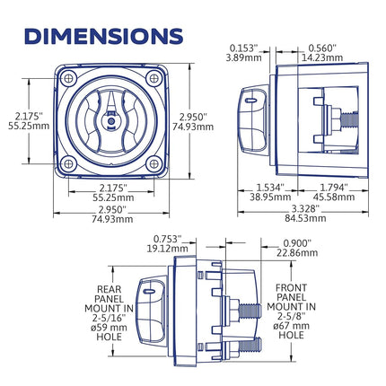 Blue Sea Systems 6004200 m-Series Battery Switch ON/OFF Locking, Black