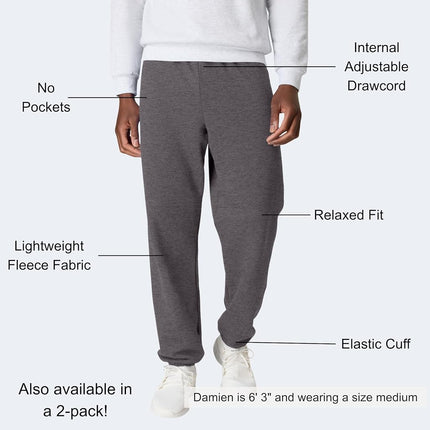 Hanes Mens EcoSmart Best Sweatpants, Athletic Lounge Pants with Cinched Cuffs, Charcoal Heather - 1 Pack, Small