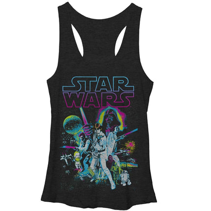 STAR WARS Neon Hope Women's Racerback Tank Top, Black Heather, XXL