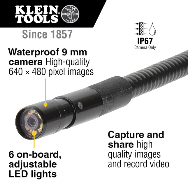 Borescope Digital Camera with LED Lights, for Android Devices, USB-C or Micro-USB Connection; No Batteries Needed Klein Tools ET16