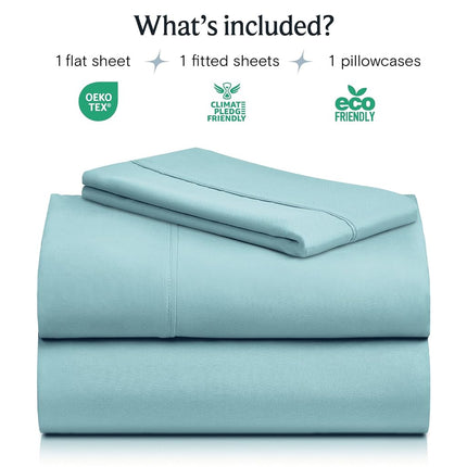 LuxClub 4 PC Sheet Set Bamboo Sheets Deep Pockets 18Inch Eco Friendly Wrinkle Free Sheets Hypoallergenic Anti-Bacteria Machine Washable Hotel Bedding Silky Soft - Aqua Single