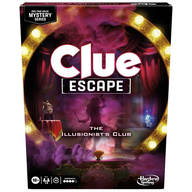Clue Escape: The Illusionist�s Club Board Game | Escape Room Family Game | 1-Time Solve Mystery | Ages 10+ | 1-6 Players | Difficulty 4 | 90 - 120 Mins.