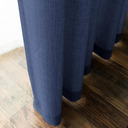 Melodieux Cortinas semitransparentes azul marino de 274 cm de largo para sala de estar, dormitorio, cortinas de gasa rústicas extra largas con aspecto de lino y ojales, 132 x 274 cm (2 paneles)