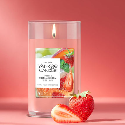 Yankee Candle White Strawberry Bellini Signature Medium Pillar Candle, 14.25oz