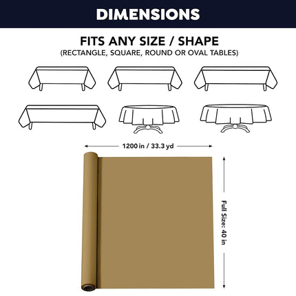 Party Essentials Plastic Banquet Table Roll, 40" x 100', Metallic Gold