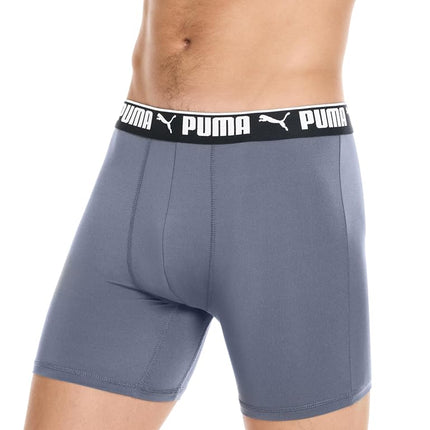 PUMA Men's 4 Pack Active Stretch Boxer Briefs, Black/Grey, S