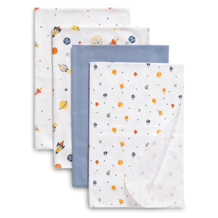 Delta Children 100% Cotton Flannel Baby Receiving Blankets for Girls and Boys � 30x30 Inches (Pack of 4), Space Exploration