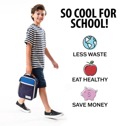 Foundry by Fit + Fresh, Thayer Insulated Lunch Bag, Reusable Lunch Box & Soft Mini Cooler Bag, Perfect for School, Work, Picnics & More, Corduroy Blue