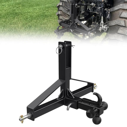 Tractor 3 Point Quick Hitch - 2" Receiver & 4-Way Ball Mount for Tractor Standard Category 1, 10,000Lbs Capacity 3 Point Trailer Hitch for Implements/Trailers