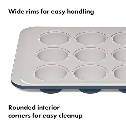 OXO Good Grips Non-Stick Pro Ceramic Coated Metal Bakeware 12 Cup Muffin Pan, Storm Blue
