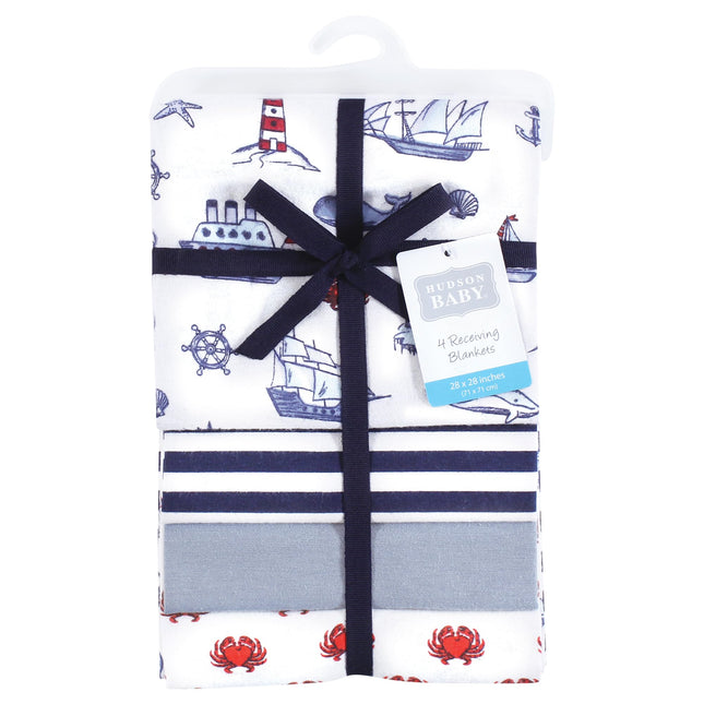 Hudson Baby Unisex Baby Cotton Flannel Receiving Blankets, Lighthouse, One Size