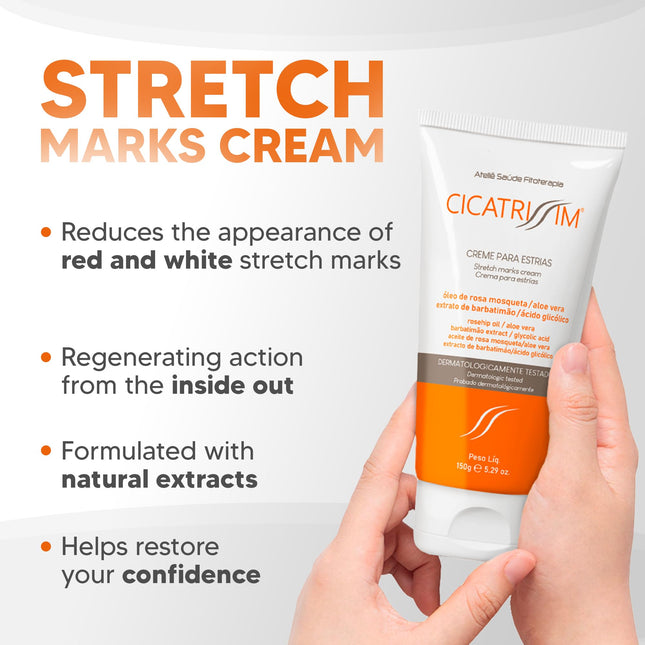 Cicatrissim Stretch Marks Removal Cream - Innovative Natural Formula With Pure and Potent Ingredients From Brazilian Flora. Say Goodbye To Stretch Marks and Regain Your Self Esteem