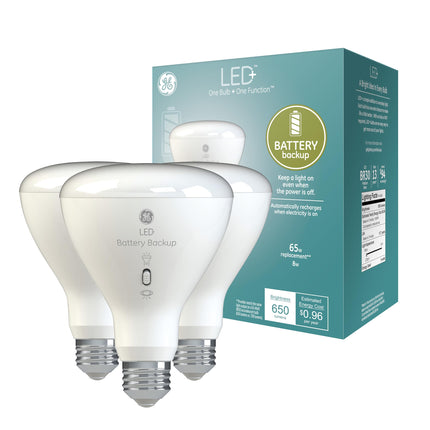GE LED+ Battery Backup LED Light Bulbs, Emergency 