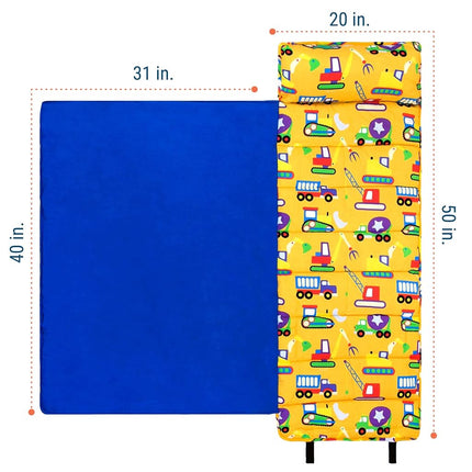 Wildkin Kids Original Nap Mat – Cozy Kids Sleep Mat with Pillow, Ideal for School & Travel - Under Construction