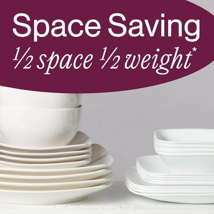 Corelle Square Simple Lines Lunch Plate Set, 6 Pack