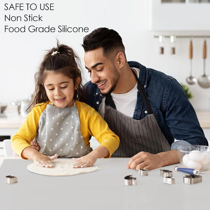 Extra Large Silicone Mat, 31.5x16.9 Inch Heat Resistant Mat for Kitchen Counter, Non-Stick Silicone Baking Mat for Dough and Pastry, Thick Silicone Pad Countertop Protector, Gray