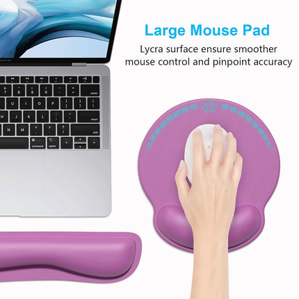 Dapesuom Keyboard Wrist Rest and Mouse Pad with Wrist Support, Cute Memory Foam Cushion for Keyboard and Mouse Set, Desktop Pad Rests with Non Slip Base for Easy Typing & Pain Relief, Radiant Orchid