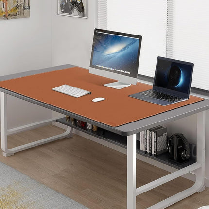 Mydours PU Leather Desk Pad, Dual-Sided Computer Mouse Pad, 140x70cm Large Desk Mats on The Top of Desks, Waterproof Desk Mat Protector for Office and Home Work (Brown)