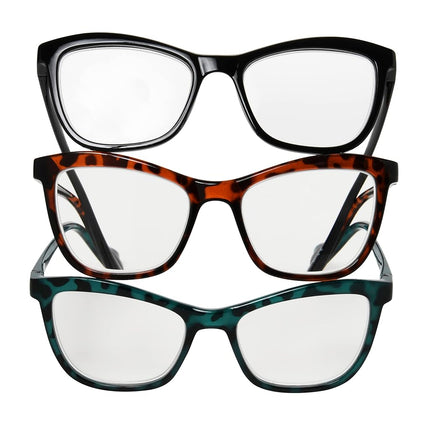 Lentes de lectura Telcroc de Betsey Johnson para mujer, Negro, Carey, Carey verdoso, 2.5X