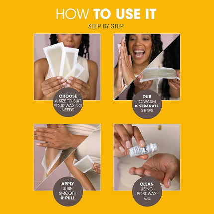 Nad's Natural Waxing Strips Kit, Wax Hair Removal For Women, Vegan Waxing Kit, Includes 6 Face Wax Strips + 20 Body Wax Strips + 6 Bikini Wax Strips + Post Wax Oil, 32 Count (Pack of 1)
