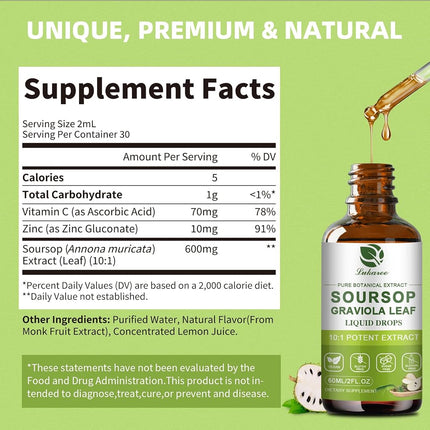 Lukaree Organic High-Potency Soursop Bitters Liquid, 98% Absorption Graviola Fruit & Leaf Extract for Immune Boost, Cell Support, Antioxidant, Digestive, Non-GMO Sugar & Gluten Free (2 Fl Oz)
