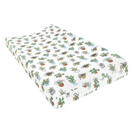Hudson Baby Funda de Algodón para Cambiador de Bebé Unisex, Plantas, Talla Única