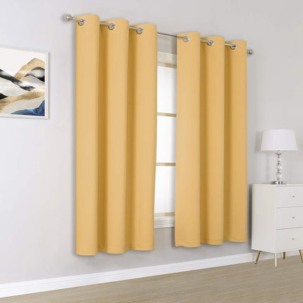 DUALIFE Yellow Curtains 72 Inches Long-Blackout Curtain Panels for Bedroom Room Darkening Solid Window Drapes for Living Room Thermal Insulated Grommet Top 42W x 72L,2 Panels Desert Mist