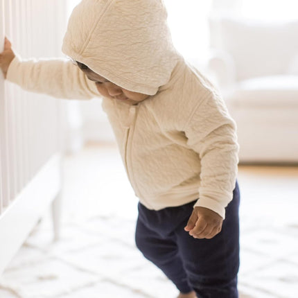 Burt's Bees Baby Sweatshirts, Lightweight Zip Up Jackets, Hooded Coats, Organic Cotton, Oat Quilted Bee, 6 Meses