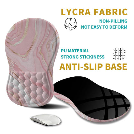 Hokafenle Ergonomic Mouse Pad Wrist Support, Wrist Rest Mousepad for Carpal Tunnel Pain Relief with Integrated Memory Foam Slope Massage Bulge (11.8x7.9 inch,Pink Fluid