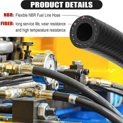 1/2 Inch (12mm) ID Fuel Line Hose 25FT NBR Rubber Push Lock Hose High Pressure 300PSI for Automotive Fuel Systems Engines