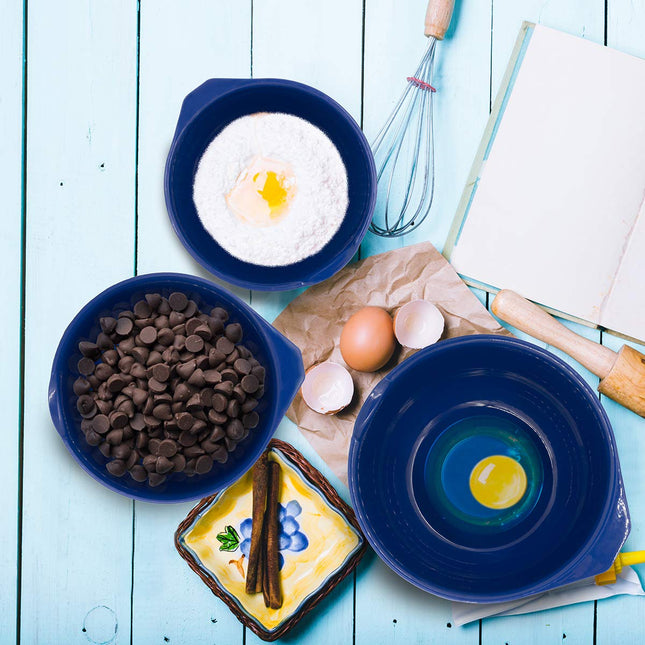 Cuencos mezcladores Glad con boquilla | Diseño anidable para ahorrar espacio | Plástico antideslizante, sin BPA, apto para lavavajillas | Suministros de cocina y repostería, Rubor, Juego de 3 piezas